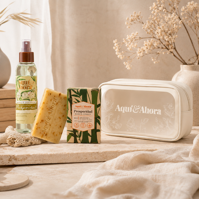 Ritual Prosperidad | Body Splash + Jabón Natural + Neceser | Aquí & Ahora